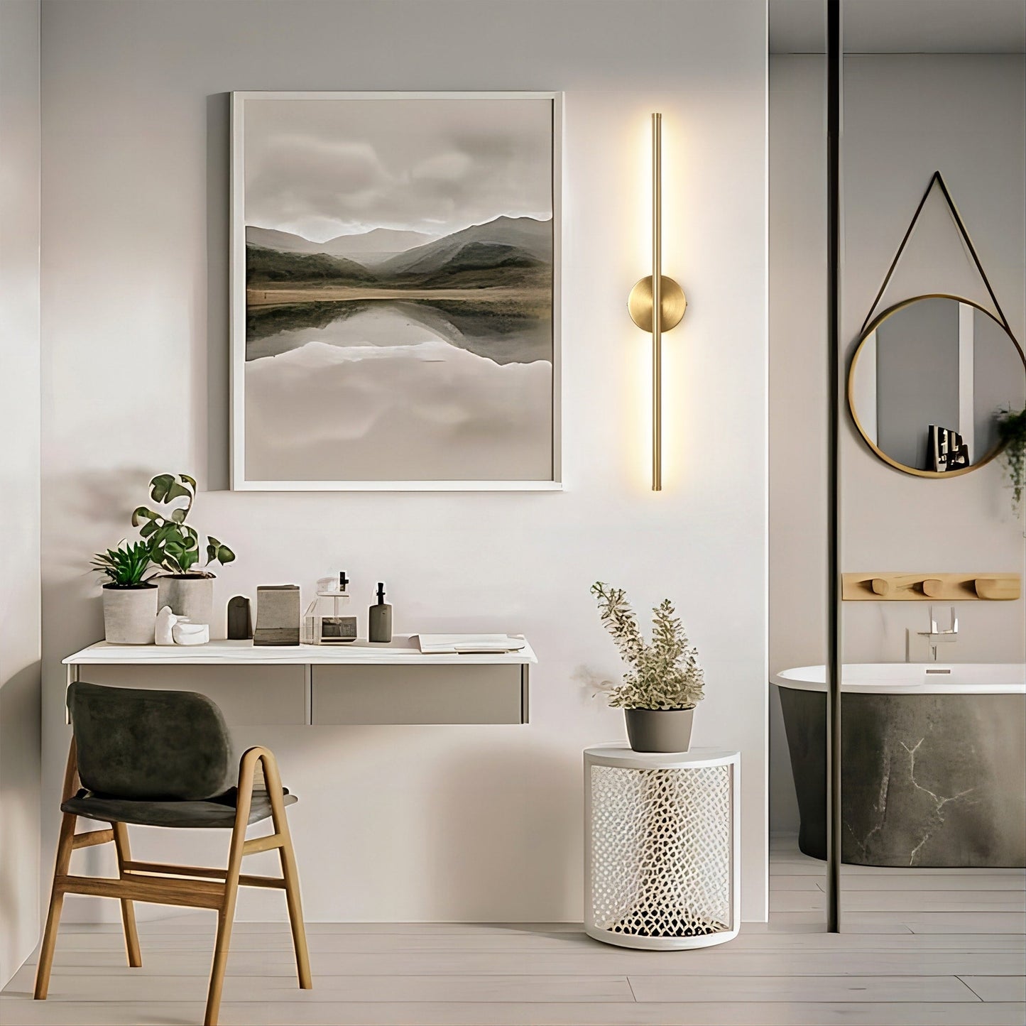 1-Light Black/ Gold/ Nickel Modern Long Linear Strip Wall Sconce Dimmable LED Bathroom Vanity Light