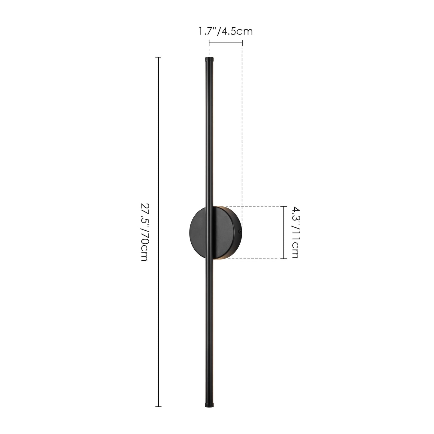 1-Light Black/ Gold/ Nickel Modern Long Linear Strip Wall Sconce Dimmable LED Bathroom Vanity Light