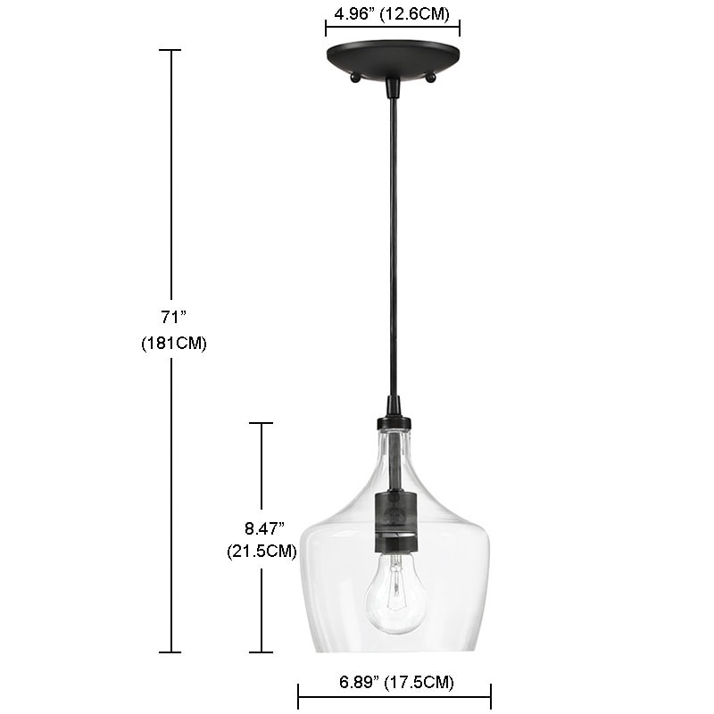 1-Light Kitchen Island Teardrop Clear Glass Pendant(1 or 3-pack can be chosen)