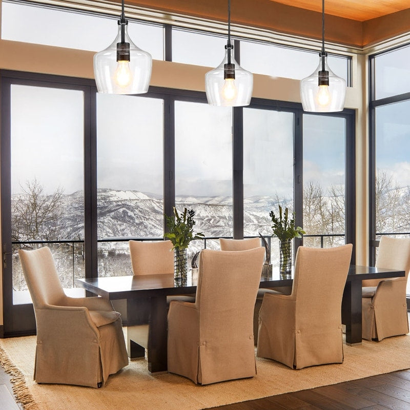 1-Light Kitchen Island Teardrop Clear Glass Pendant(1 or 3-pack can be chosen)