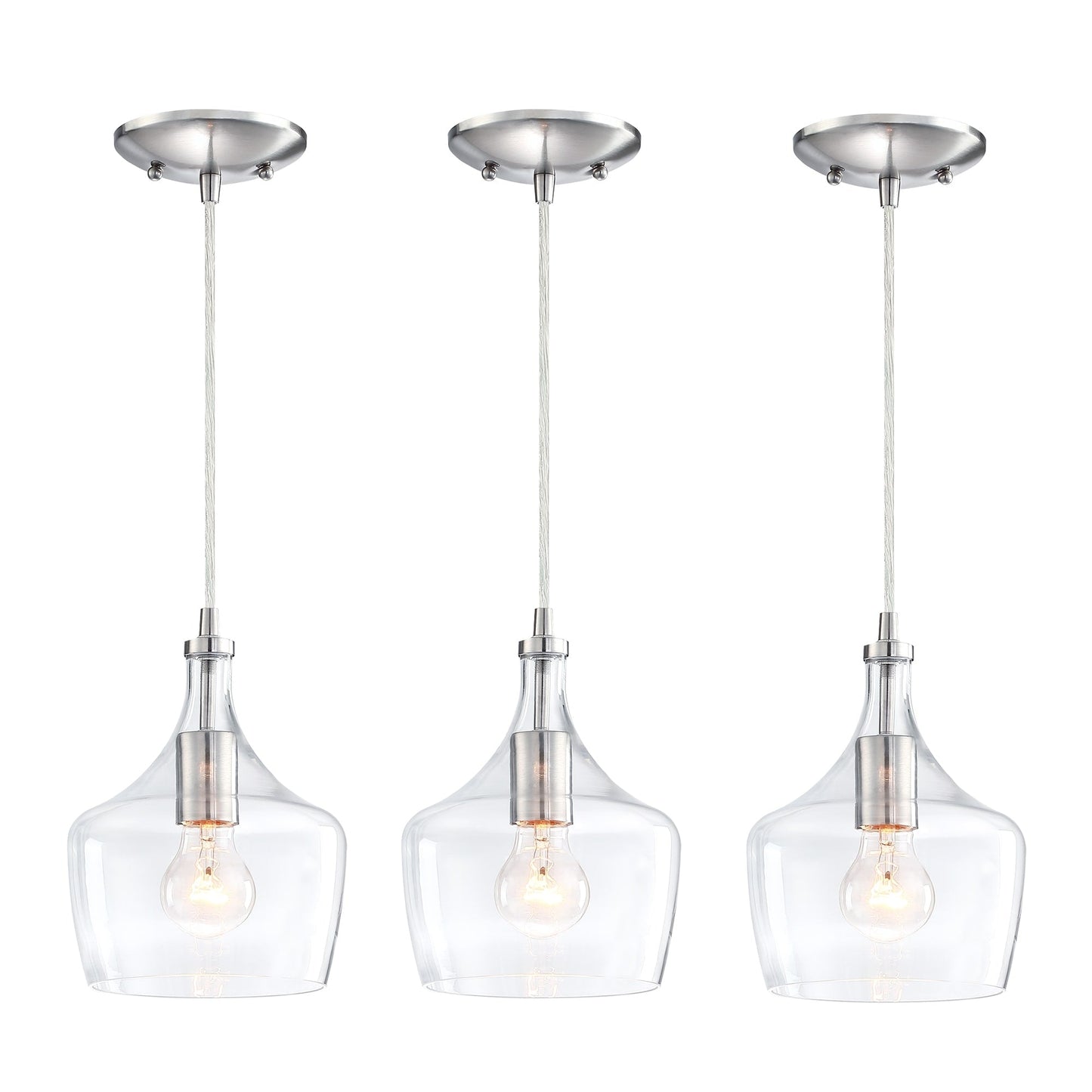 1-Light Kitchen Island Teardrop Clear Glass Pendant(1 or 3-pack can be chosen)