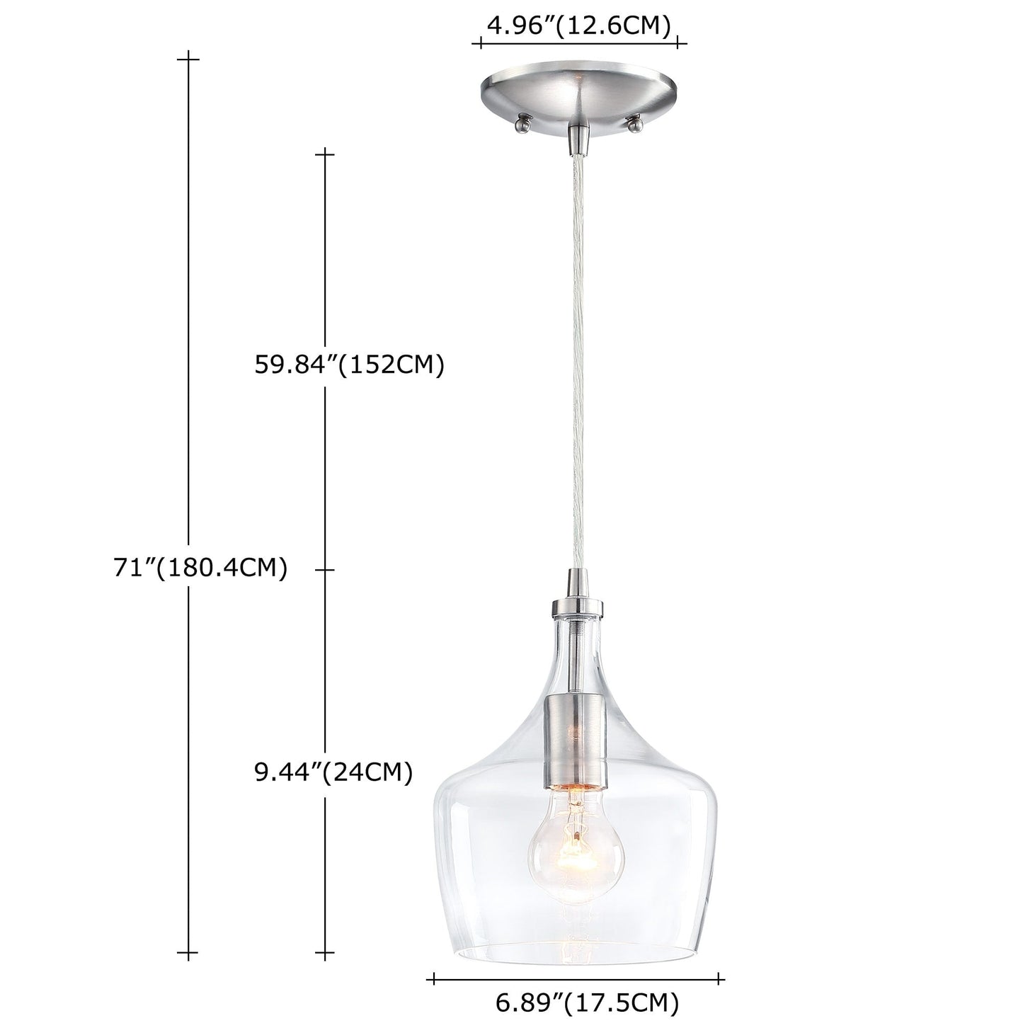 1-Light Kitchen Island Teardrop Clear Glass Pendant(1 or 3-pack can be chosen)