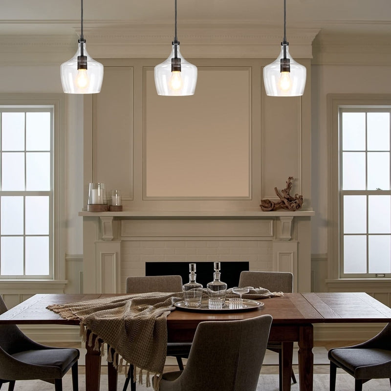 1-Light Kitchen Island Teardrop Clear Glass Pendant(1 or 3-pack can be chosen)