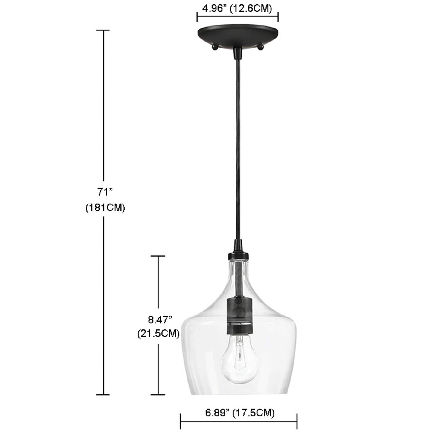1-Light Kitchen Island Teardrop Clear Glass Pendant(1 or 3-pack can be chosen)