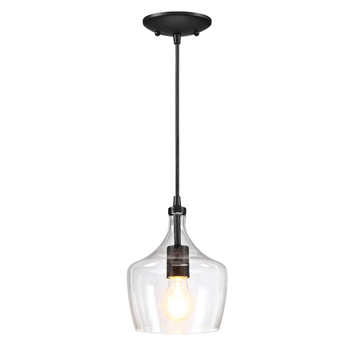 1-Light Kitchen Island Teardrop Clear Glass Pendant(1 or 3-pack can be chosen)