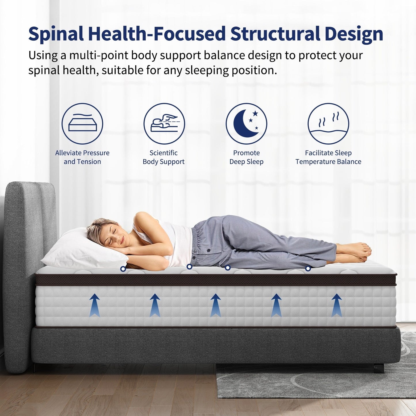 10 Hybrid Memory Foam Mattress - Medium Firm Support with Reinforced Coils for Pressure Relief, CertiPUR-US Certified