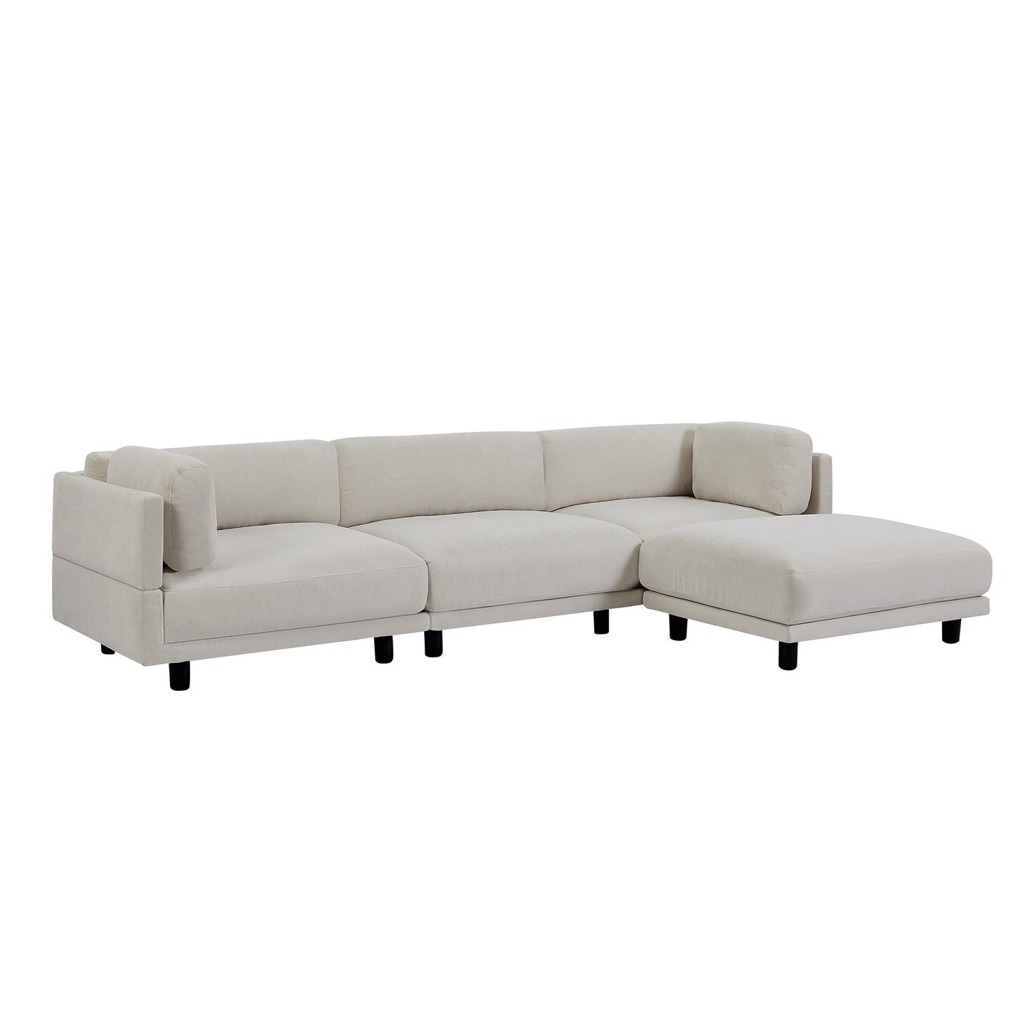 Canapé sectionnel en polyester 102,4 en forme de L avec repose-pieds réversible, coussins épais et pieds en plastique