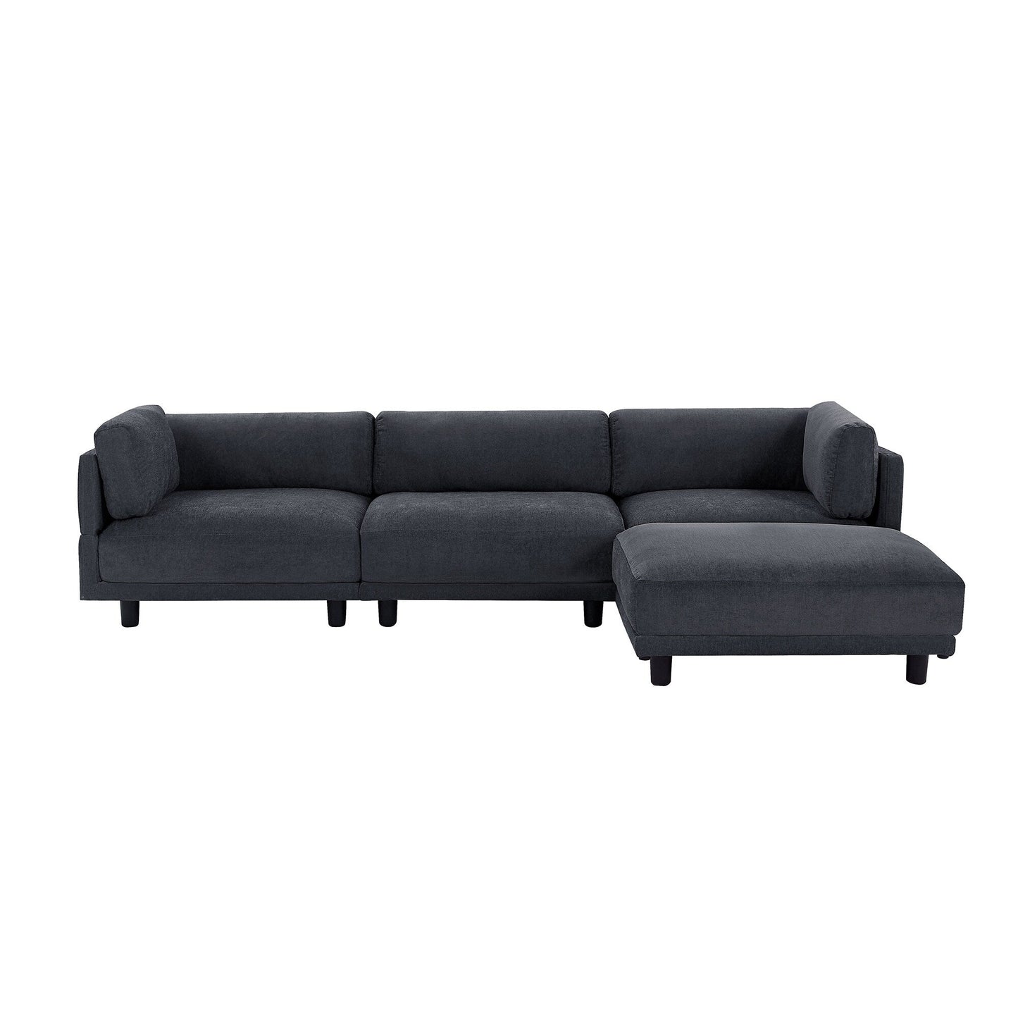 Canapé sectionnel en polyester 102,4 en forme de L avec repose-pieds réversible, coussins épais et pieds en plastique