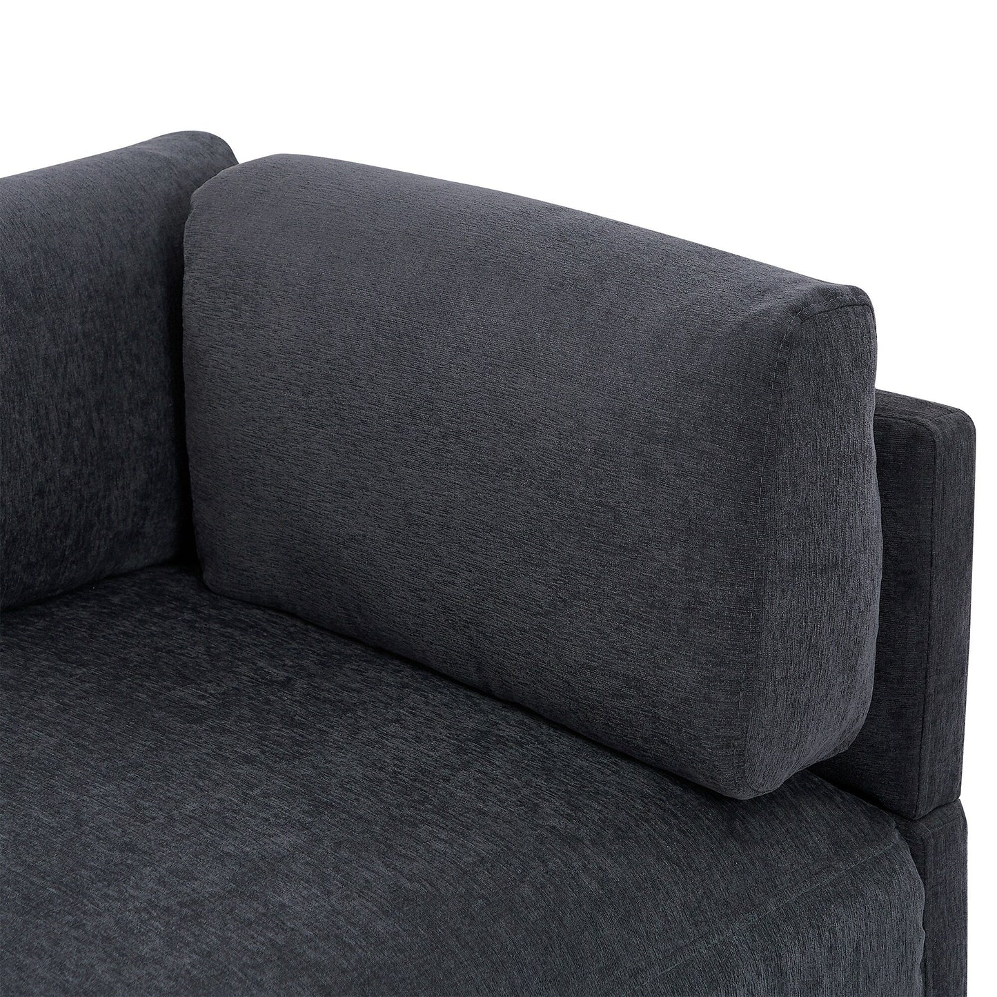 Canapé sectionnel en polyester 102,4 en forme de L avec repose-pieds réversible, coussins épais et pieds en plastique
