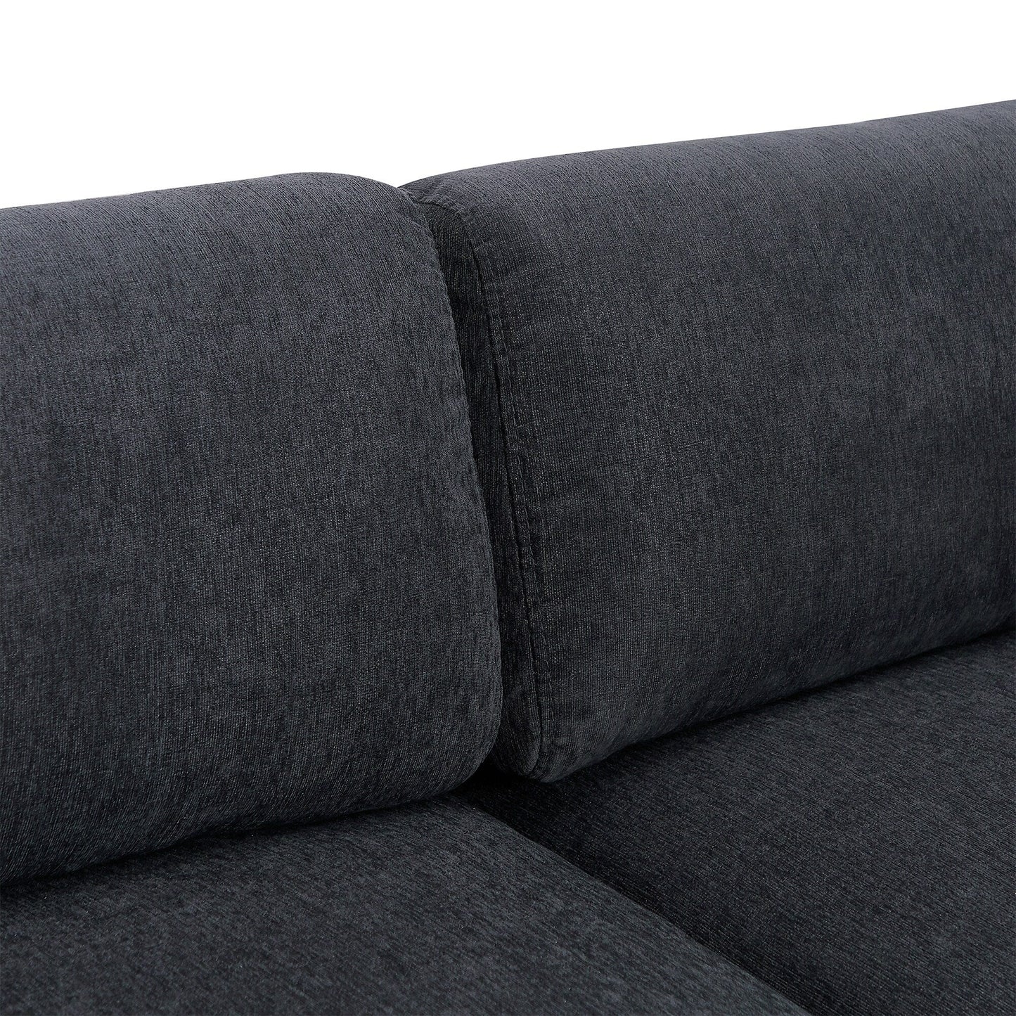 Canapé sectionnel en polyester 102,4 en forme de L avec repose-pieds réversible, coussins épais et pieds en plastique