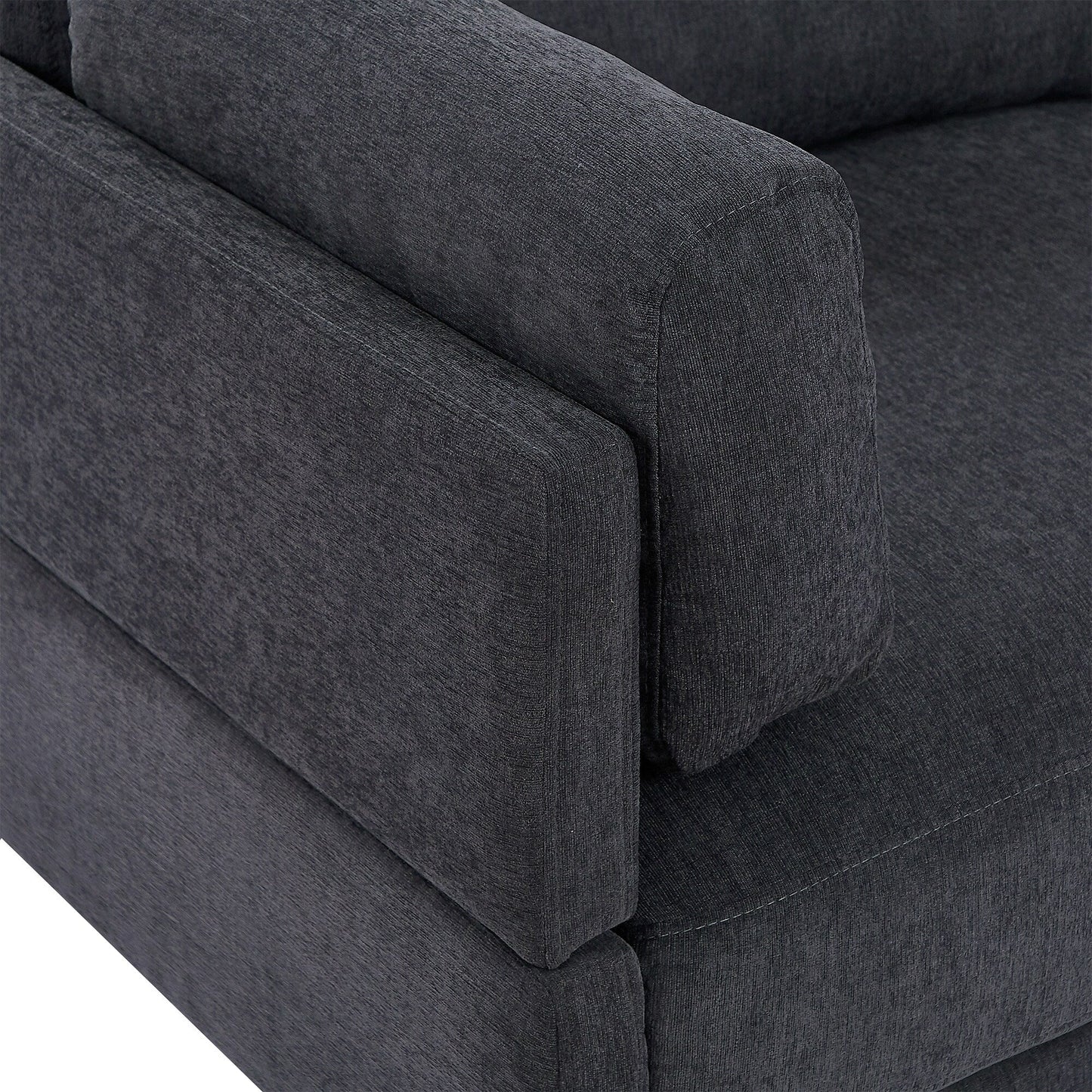 Canapé sectionnel en polyester 102,4 en forme de L avec repose-pieds réversible, coussins épais et pieds en plastique