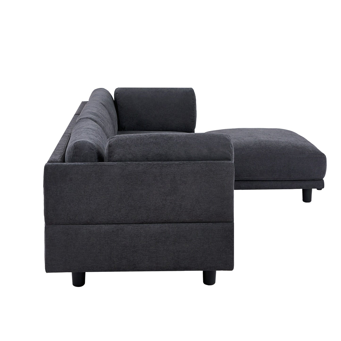 Canapé sectionnel en polyester 102,4 en forme de L avec repose-pieds réversible, coussins épais et pieds en plastique