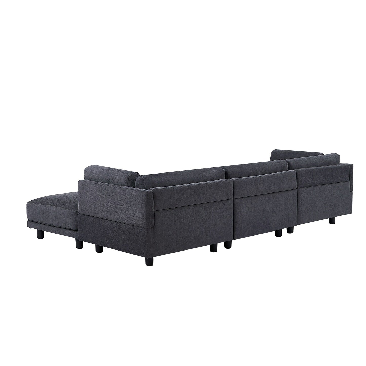 Canapé sectionnel en polyester 102,4 en forme de L avec repose-pieds réversible, coussins épais et pieds en plastique