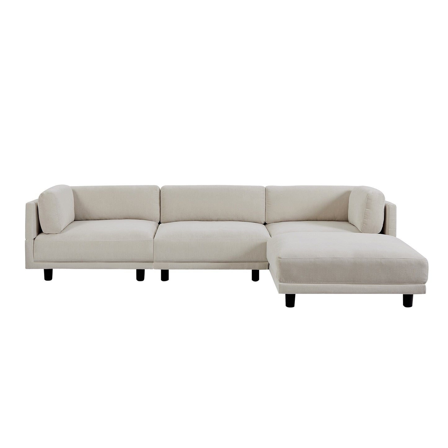 Canapé sectionnel en polyester 102,4 en forme de L avec repose-pieds réversible, coussins épais et pieds en plastique