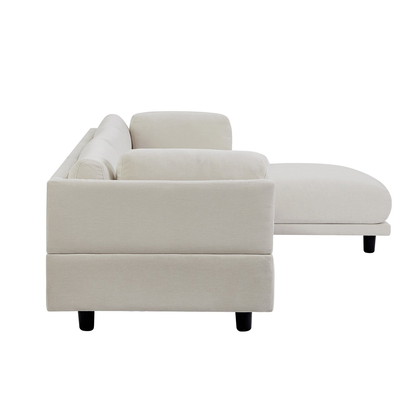 Canapé sectionnel en polyester 102,4 en forme de L avec repose-pieds réversible, coussins épais et pieds en plastique