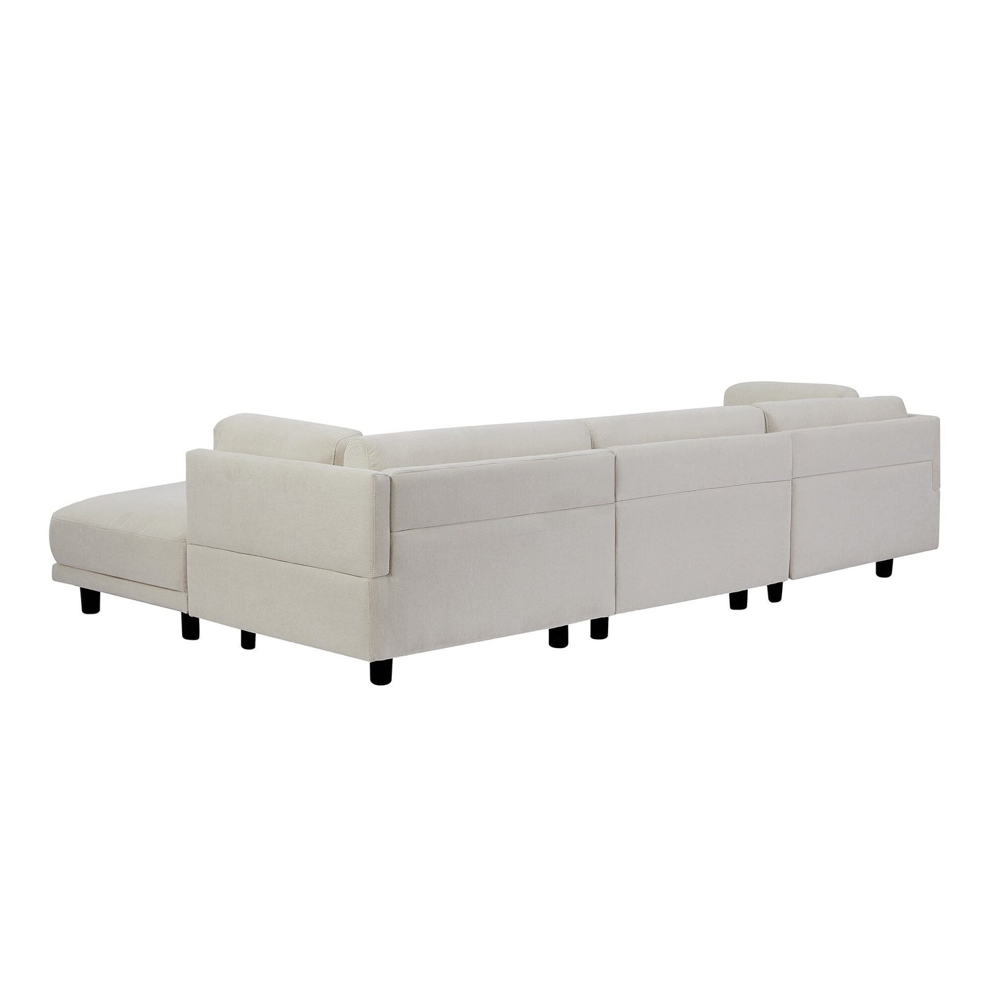 Canapé sectionnel en polyester 102,4 en forme de L avec repose-pieds réversible, coussins épais et pieds en plastique