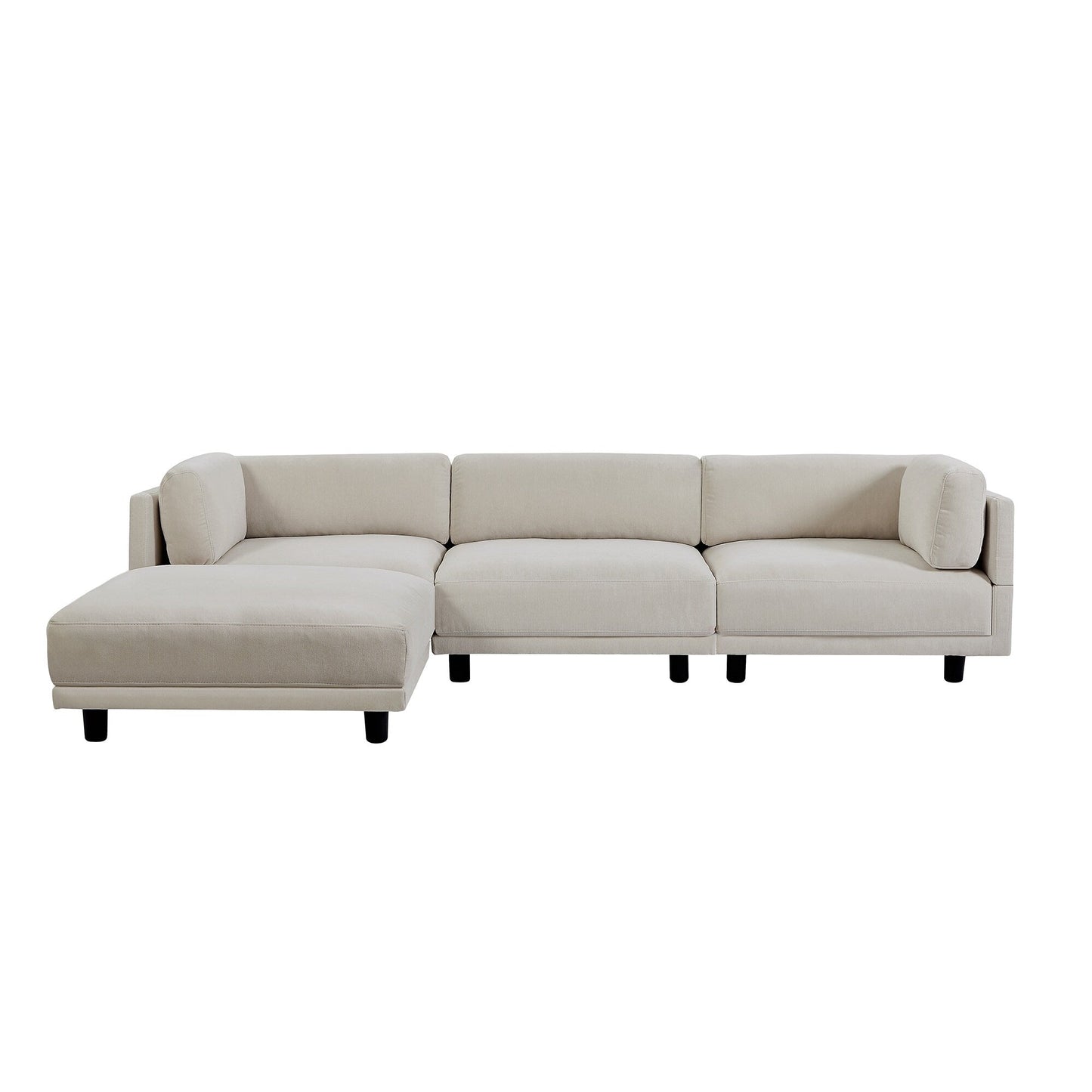 Canapé sectionnel en polyester 102,4 en forme de L avec repose-pieds réversible, coussins épais et pieds en plastique