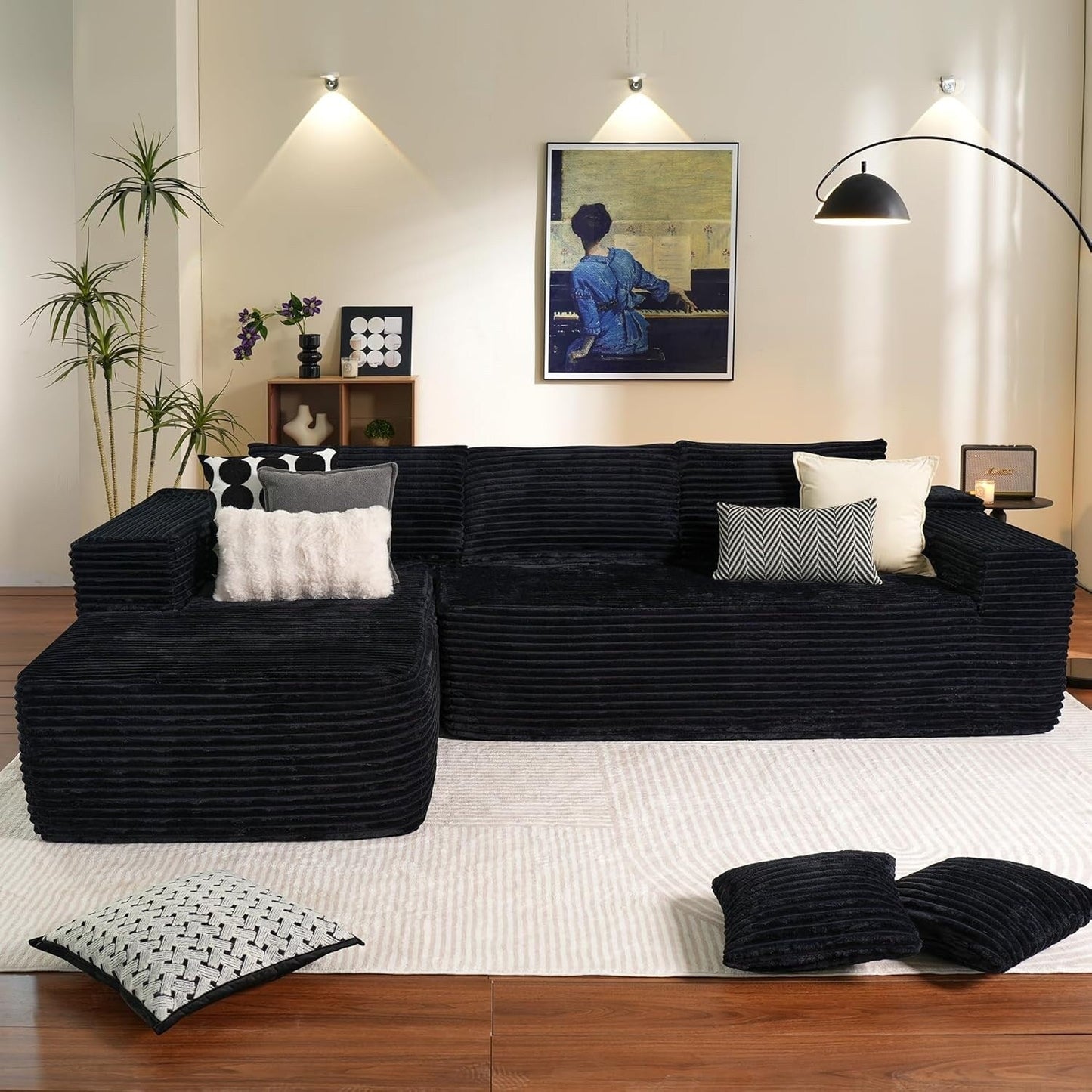 Canapé sectionnel Cloud en forme de L 104 - Canapé modulaire à assise profonde pour salon et chambre, sans assemblage