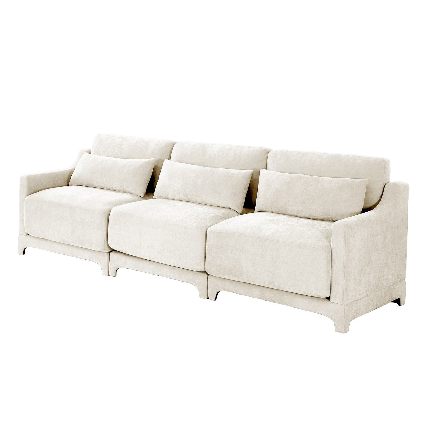 Canapé 4 places en chenille 105,9 avec base ergonomique en bois et éponge haute résilience pour le salon