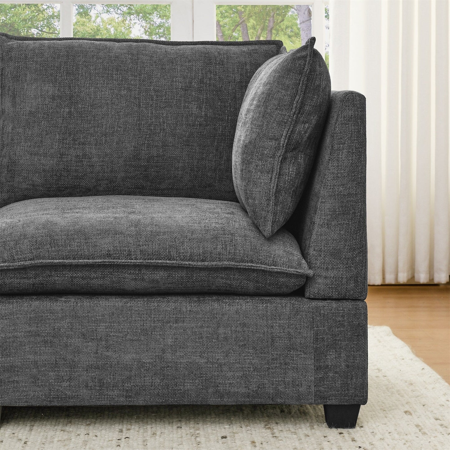 Canapé 3 places en chenille 105 avec coussins à 2 couches et mousse haute résilience