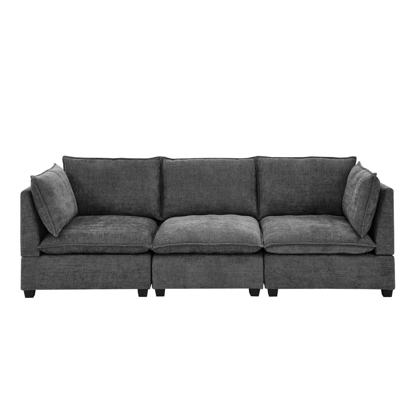Canapé 3 places en chenille 105 avec coussins à 2 couches et mousse haute résilience