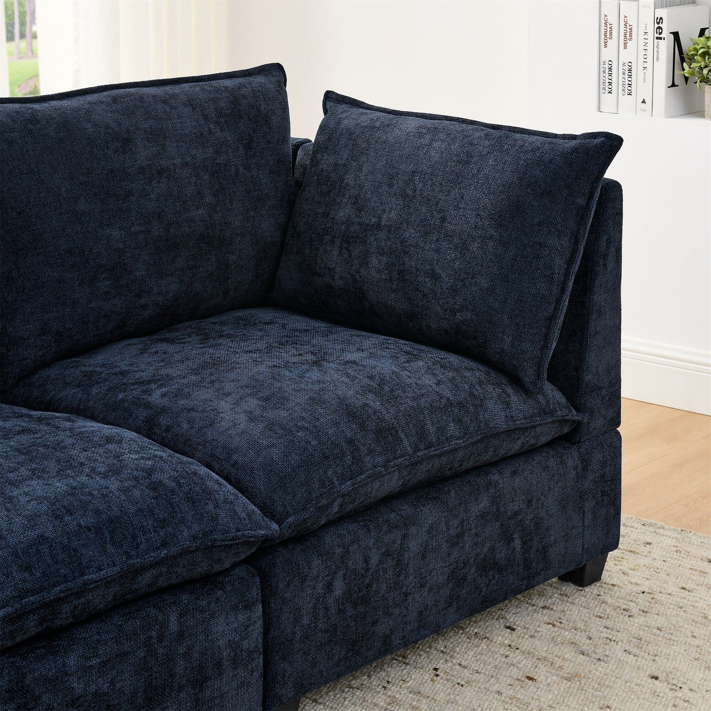 Canapé 3 places en chenille 105 avec coussins à 2 couches et mousse haute résilience