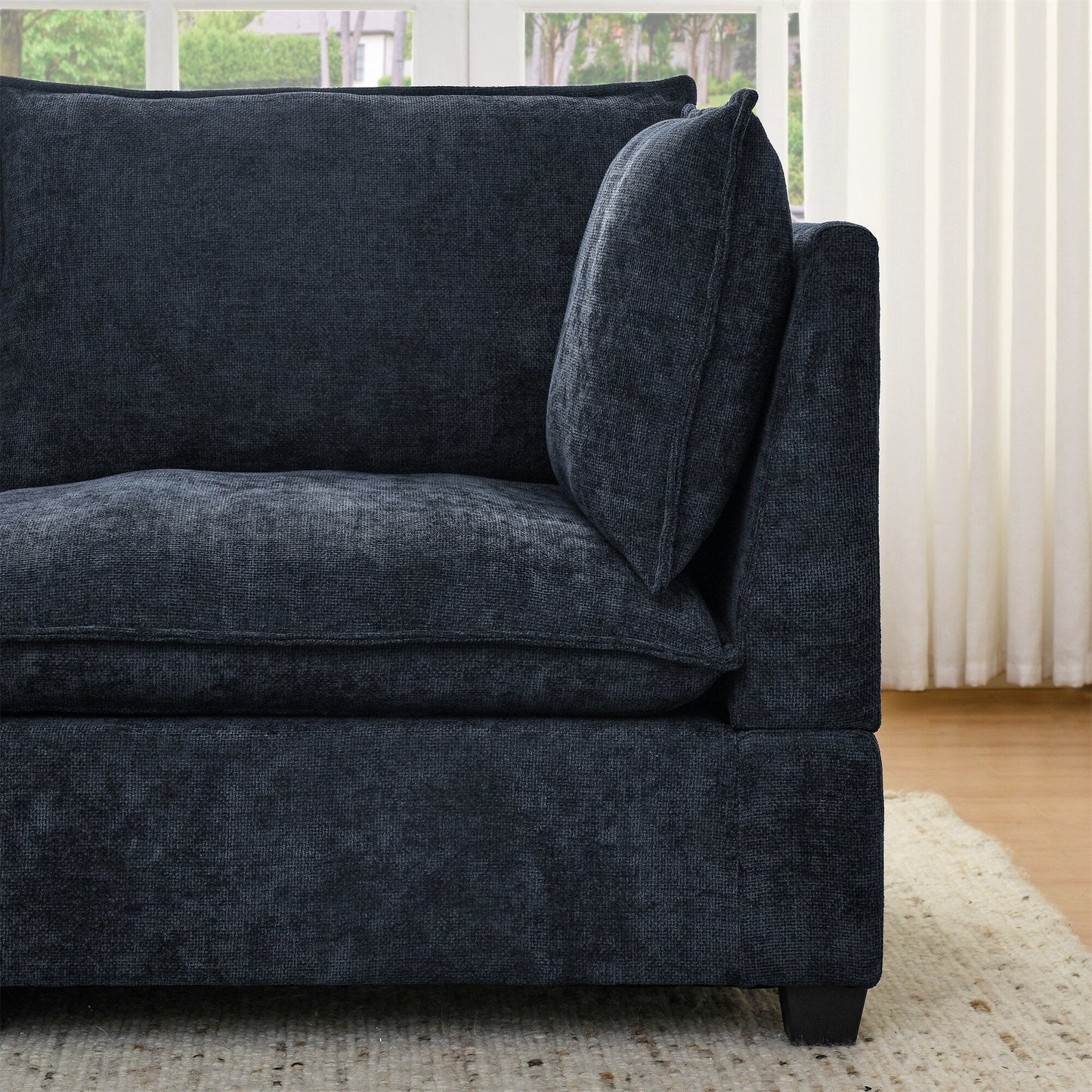 Canapé 3 places en chenille 105 avec coussins à 2 couches et mousse haute résilience
