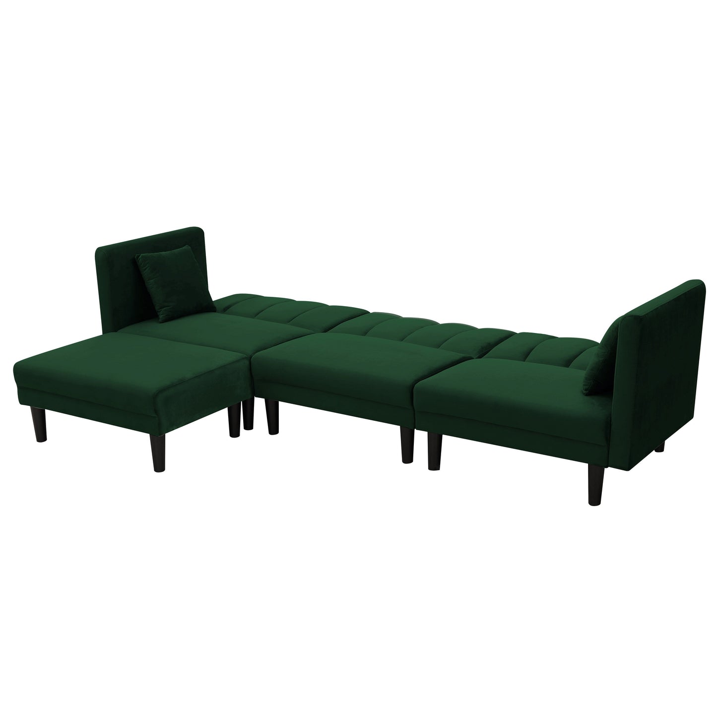 Canapé sectionnel réversible 3 places en velours de 106,7 po, convertible avec 2 oreillers, méridienne, angles réglables, pieds en plastique