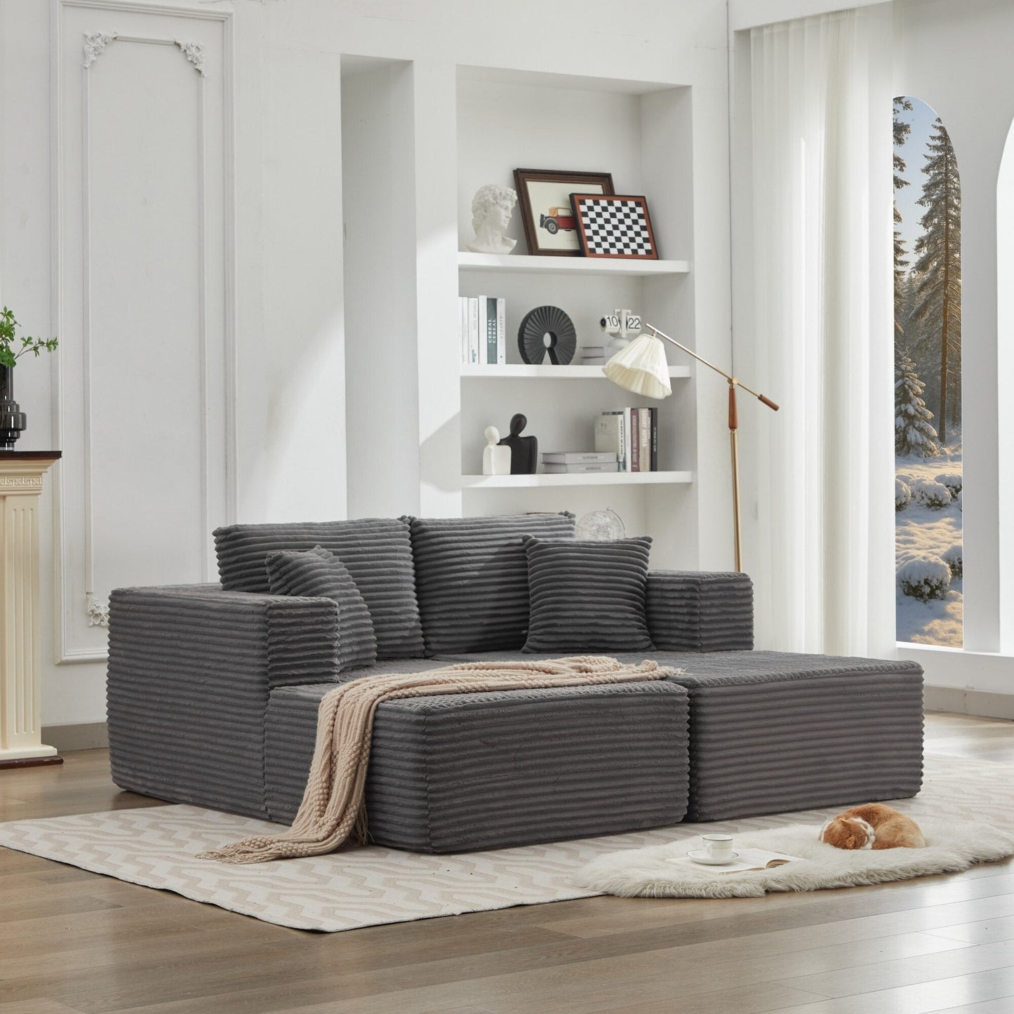 Canapé sectionnel Cloud 106, double chaise longue, canapé modulaire moderne à assise profonde pour salon, aucun assemblage requis