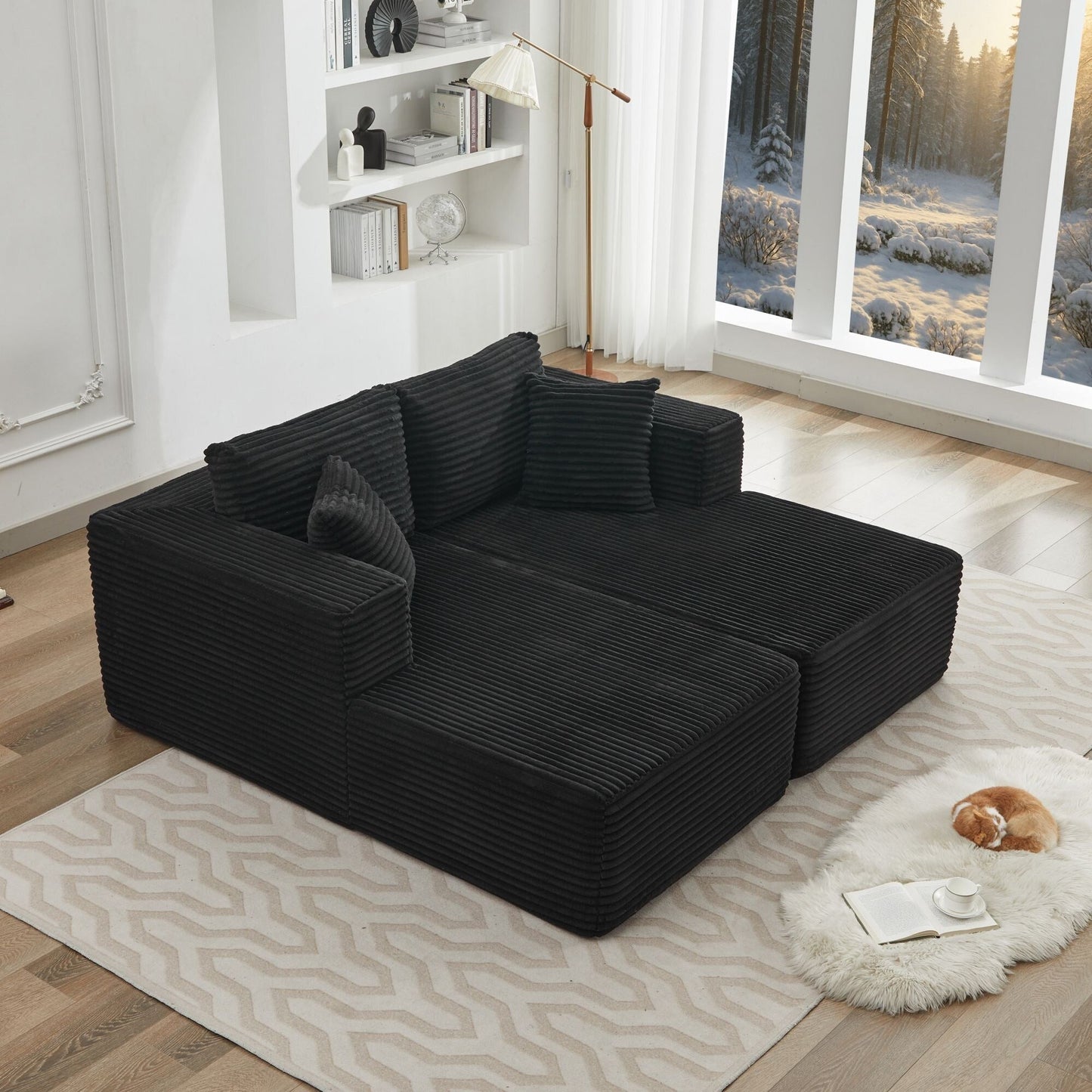 Canapé sectionnel Cloud 106, double chaise longue, canapé modulaire moderne à assise profonde pour salon, aucun assemblage requis