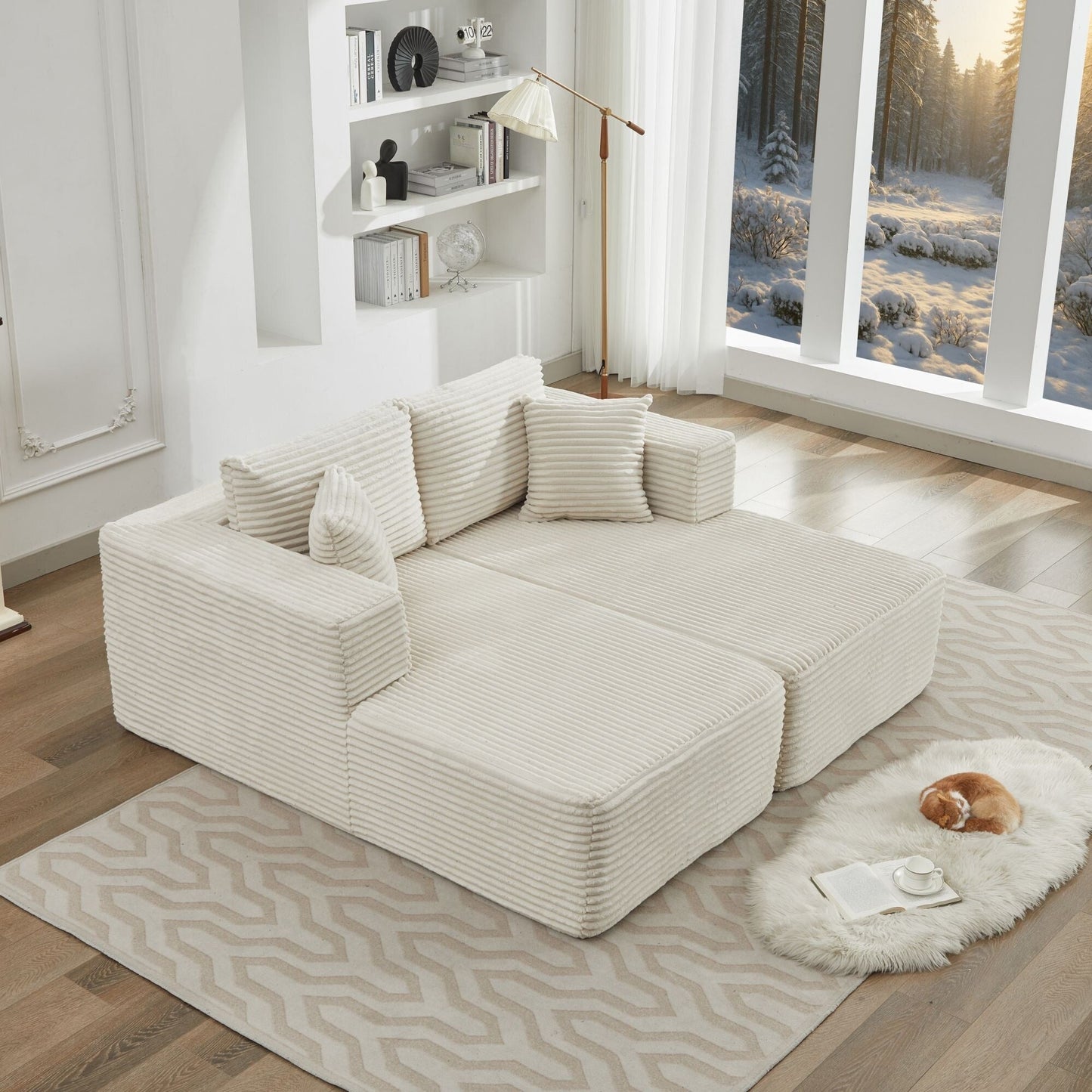 Canapé sectionnel Cloud 106, double chaise longue, canapé modulaire moderne à assise profonde pour salon, aucun assemblage requis