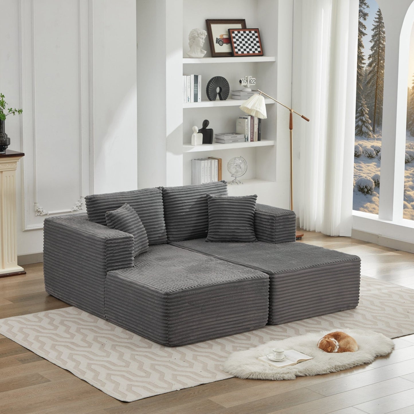 Canapé sectionnel Cloud 106, double chaise longue, canapé modulaire moderne à assise profonde pour salon, aucun assemblage requis