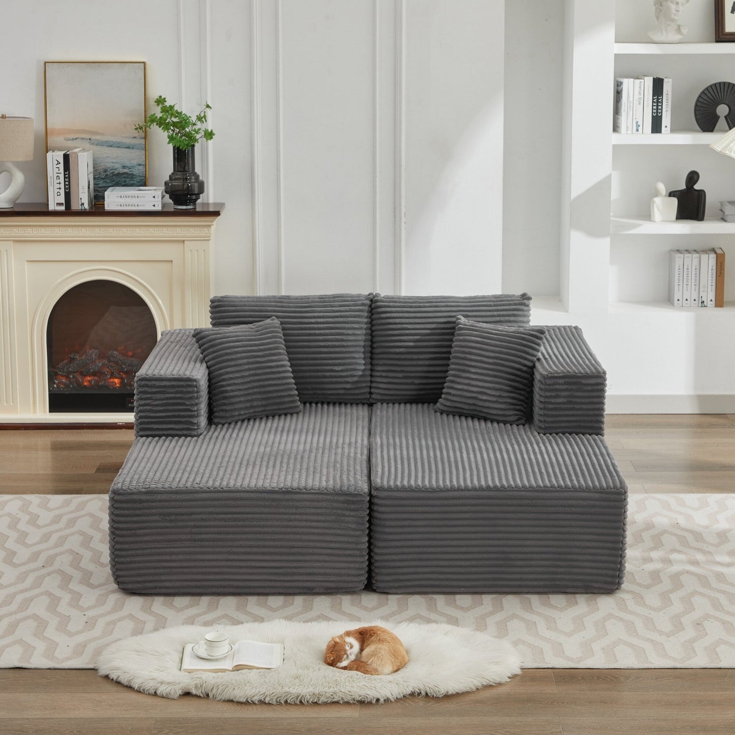 Canapé sectionnel Cloud 106, double chaise longue, canapé modulaire moderne à assise profonde pour salon, aucun assemblage requis