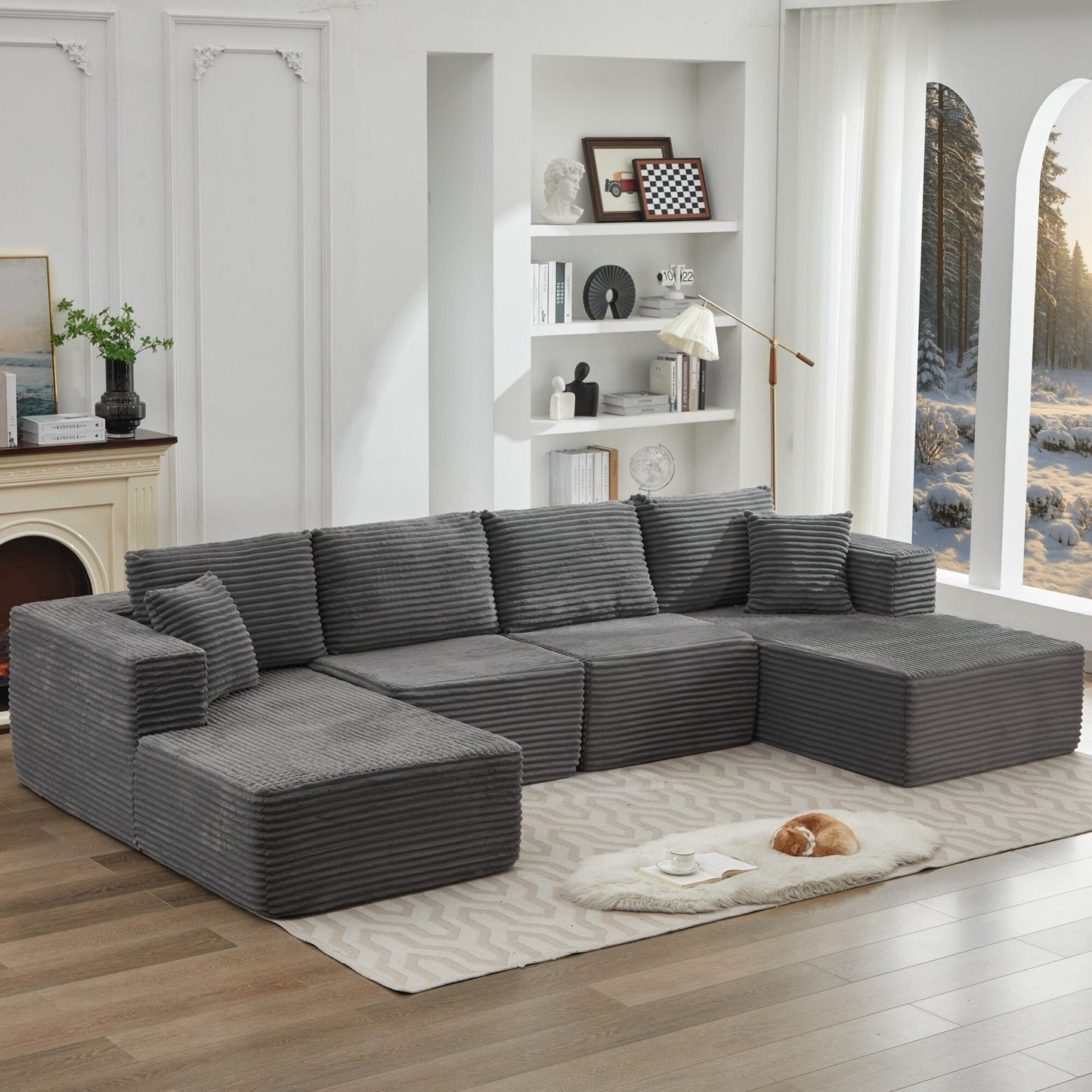 Canapé sectionnel Cloud 106, double chaise longue, canapé modulaire moderne à assise profonde pour salon, aucun assemblage requis