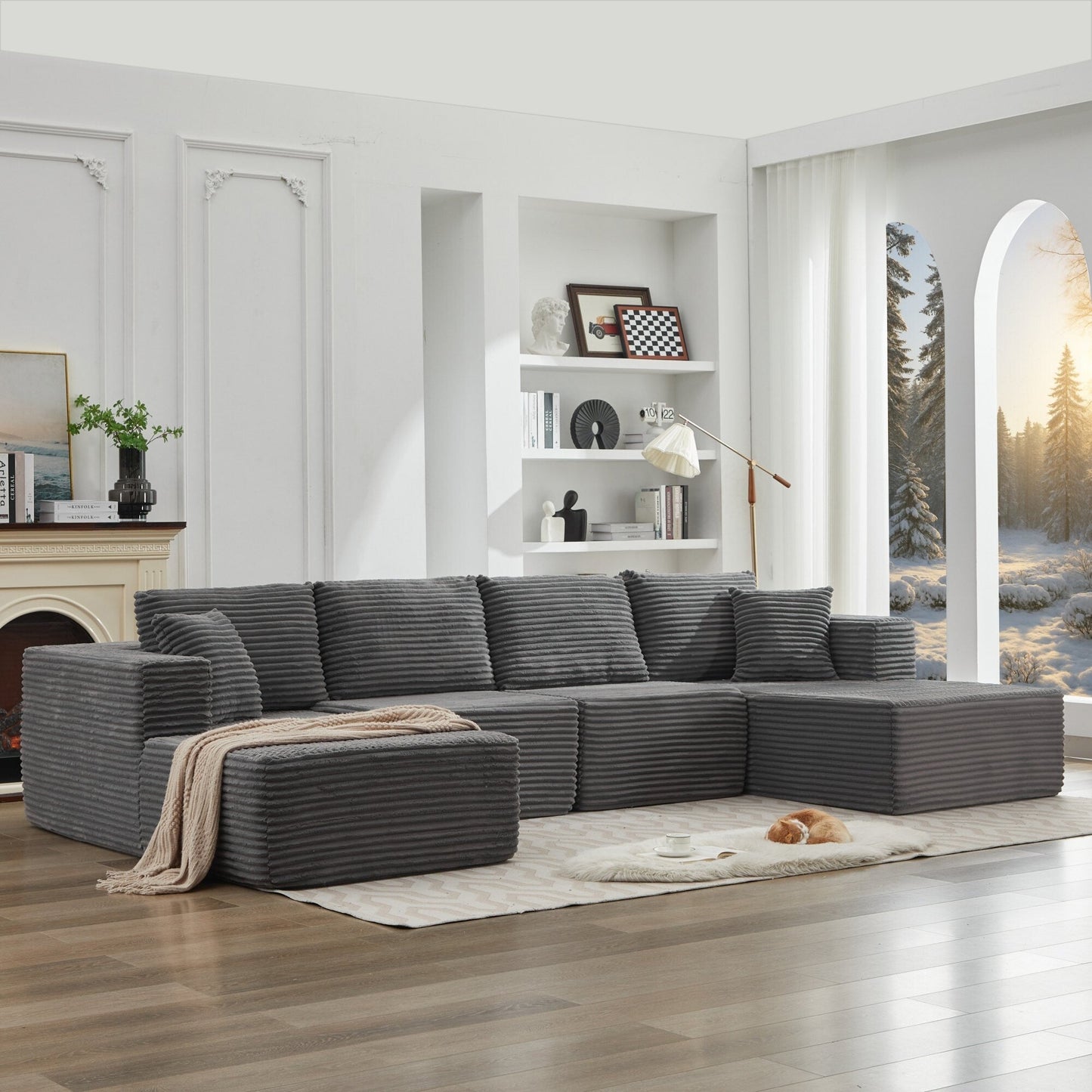 Canapé sectionnel Cloud 106, double chaise longue, canapé modulaire moderne à assise profonde pour salon, aucun assemblage requis