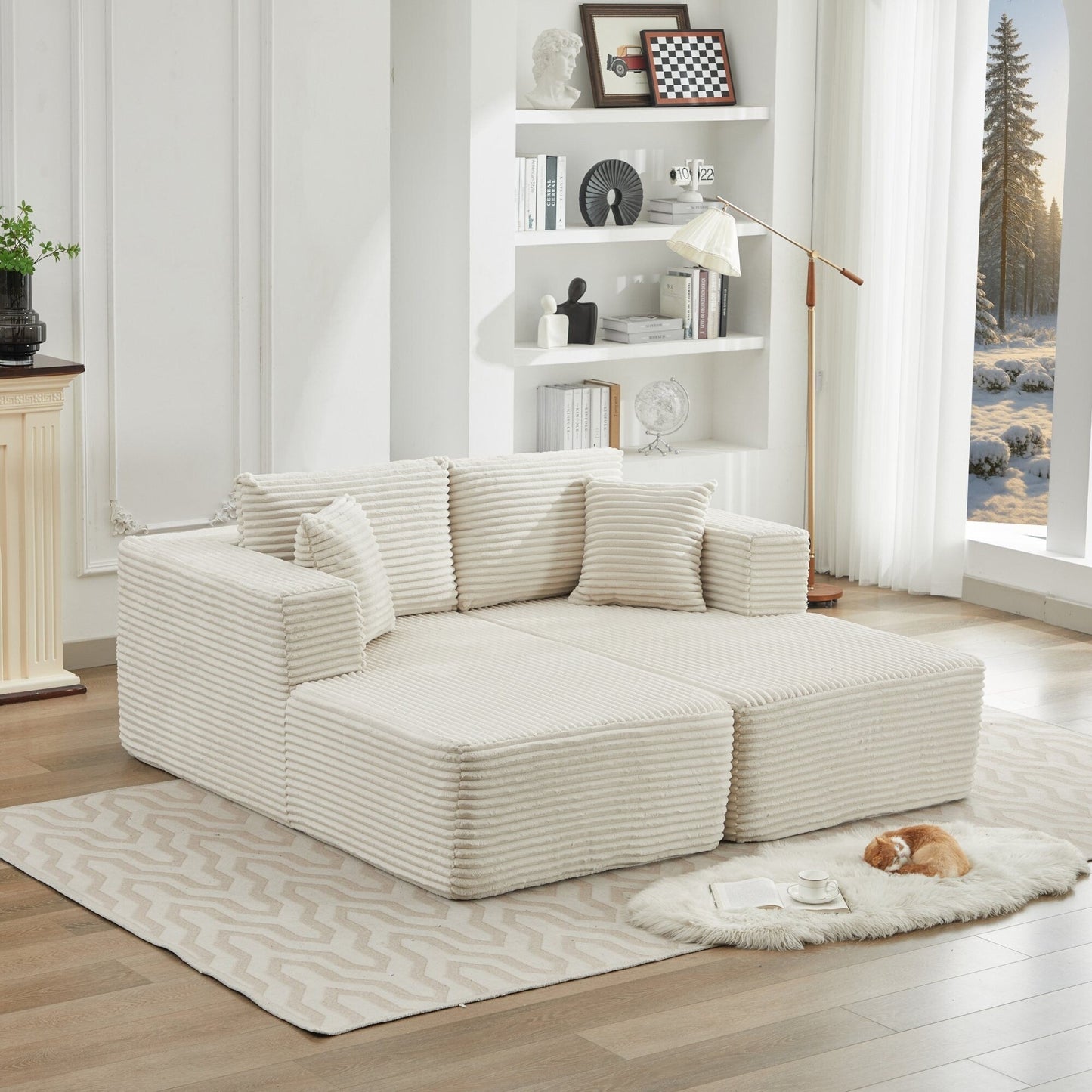 Canapé sectionnel Cloud 106, double chaise longue, canapé modulaire moderne à assise profonde pour salon, aucun assemblage requis