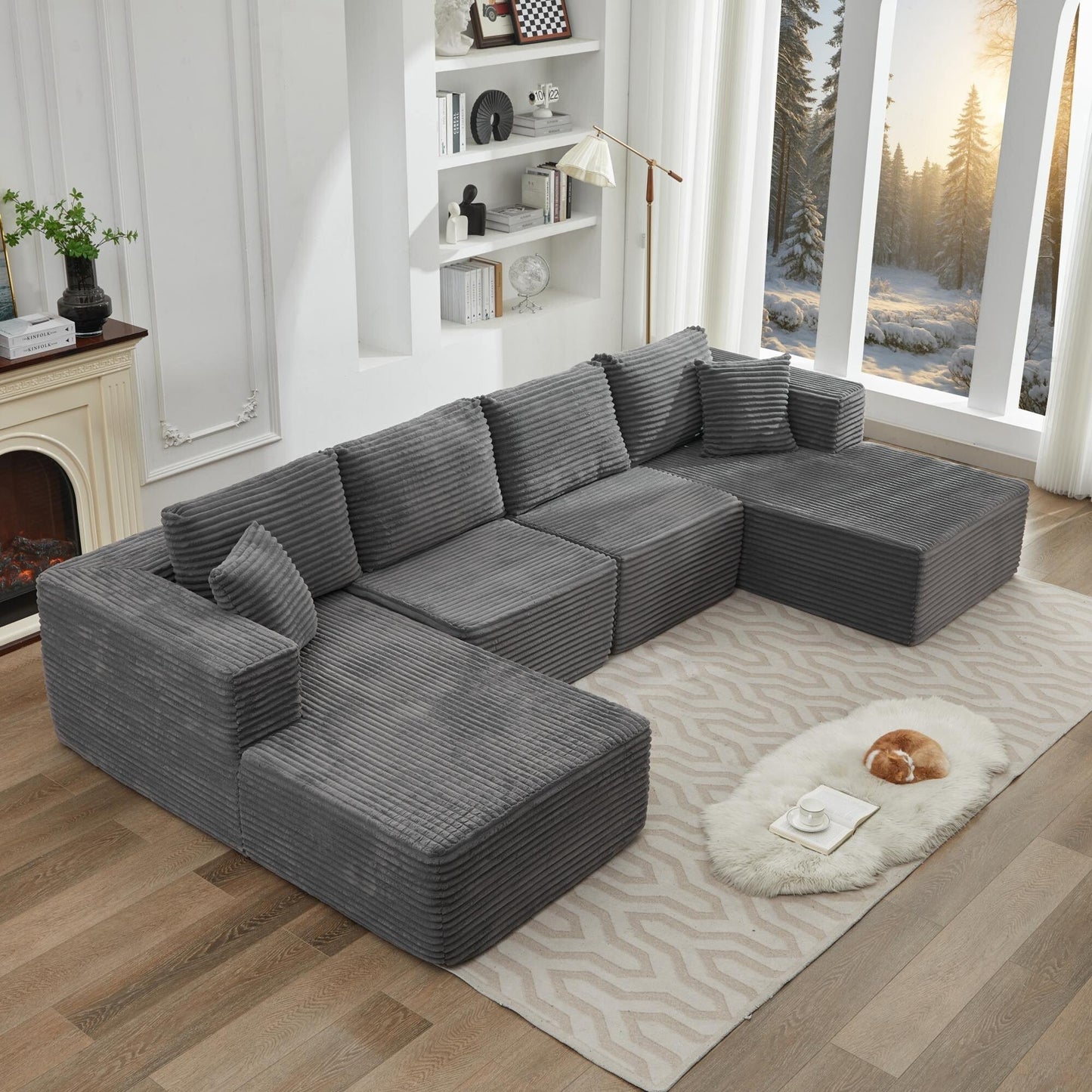 Canapé sectionnel Cloud 106, double chaise longue, canapé modulaire moderne à assise profonde pour salon, aucun assemblage requis