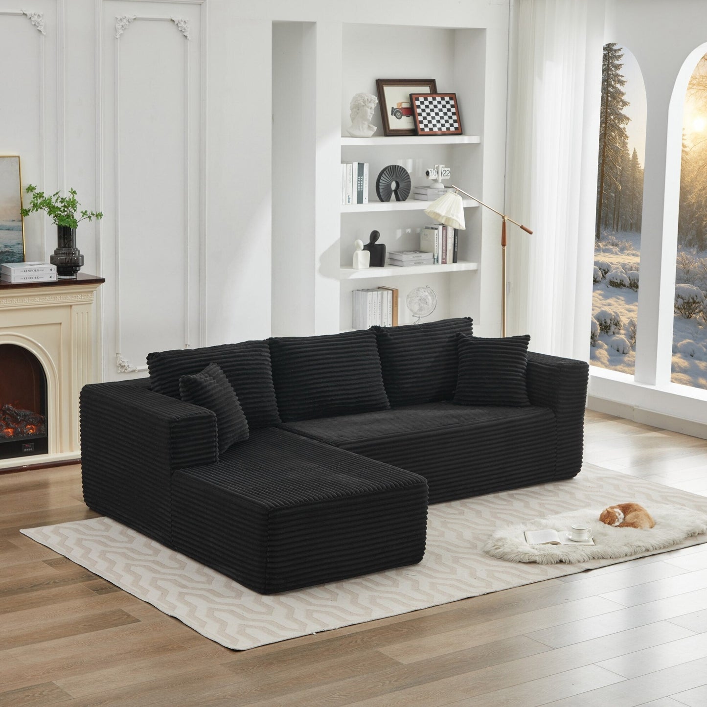 Canapé sectionnel Cloud 106 en forme de L avec méridienne orientée vers la gauche, canapé modulaire moderne à assise profonde pour salon, aucun assemblage requis