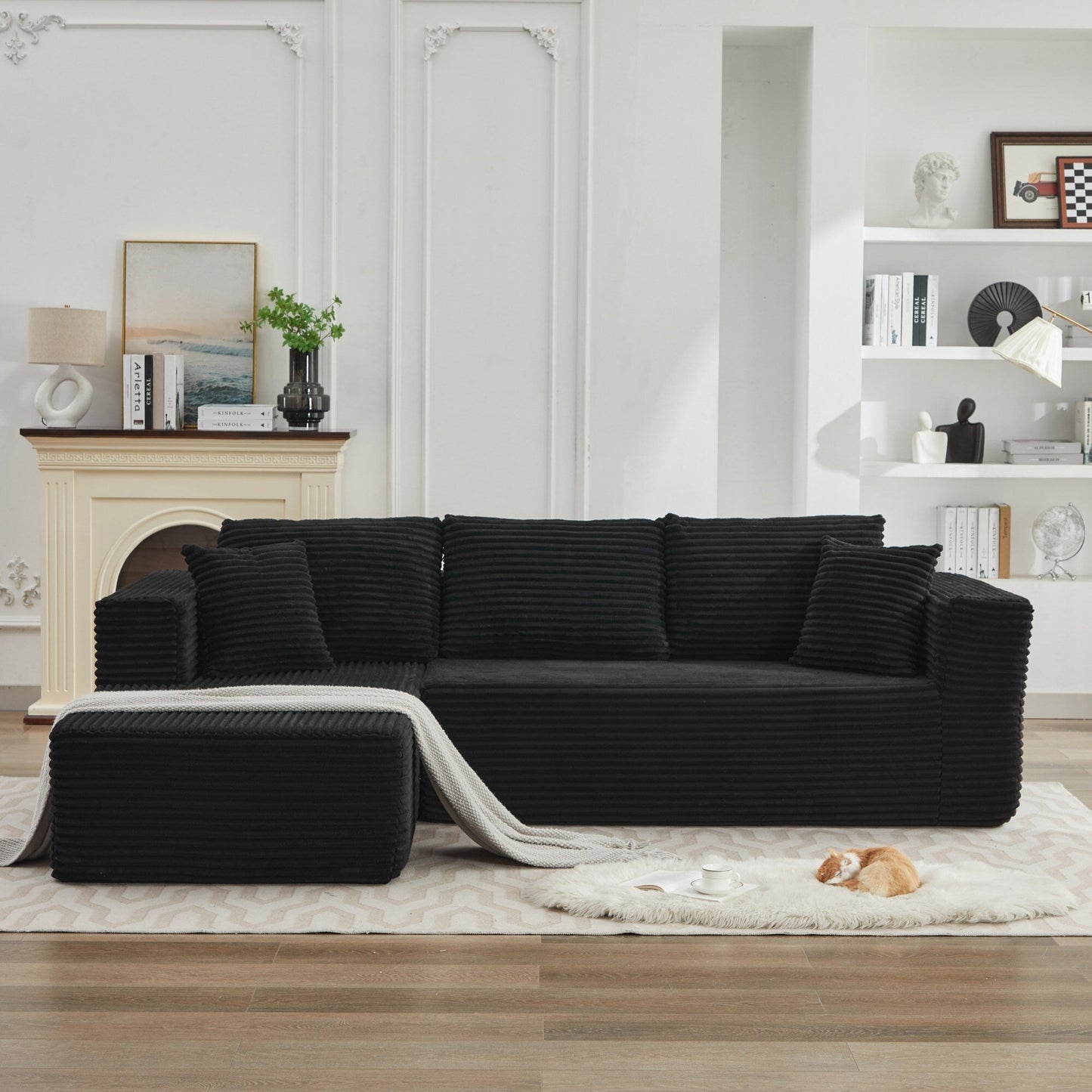 Canapé sectionnel Cloud 106 en forme de L avec méridienne orientée vers la gauche, canapé modulaire moderne à assise profonde pour salon, aucun assemblage requis