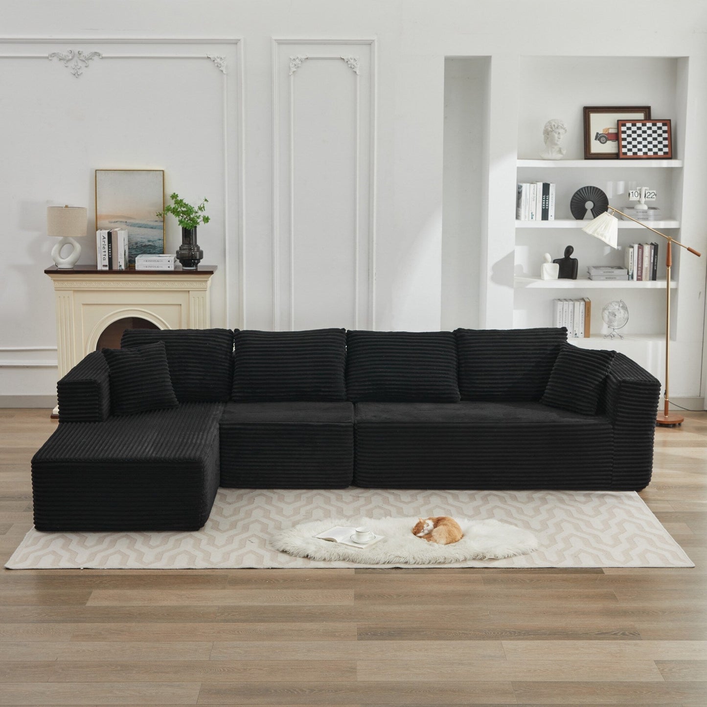 Canapé sectionnel Cloud 106 en forme de L avec méridienne orientée vers la gauche, canapé modulaire moderne à assise profonde pour salon, aucun assemblage requis