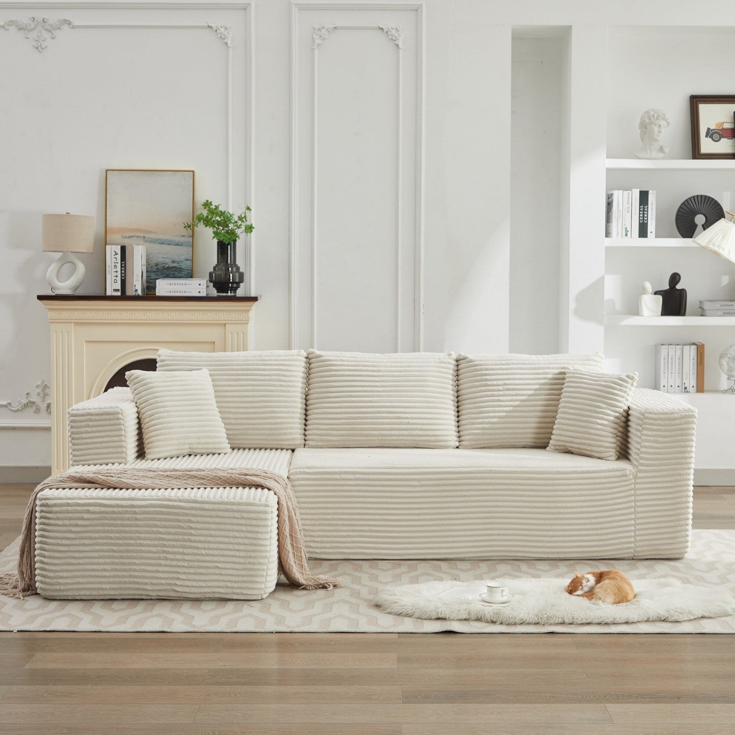 Canapé sectionnel Cloud 106 en forme de L avec méridienne orientée vers la gauche, canapé modulaire moderne à assise profonde pour salon, aucun assemblage requis