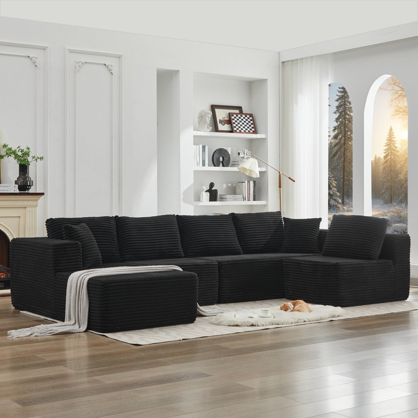 Canapé sectionnel Cloud 106 en forme de L avec méridienne orientée vers la gauche, canapé modulaire moderne à assise profonde pour salon, aucun assemblage requis