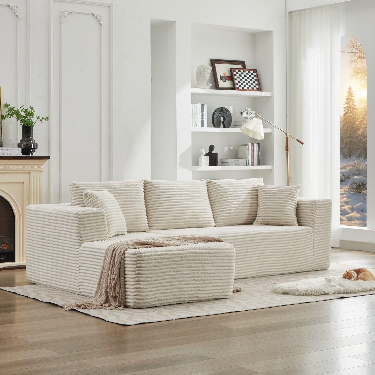 Canapé sectionnel Cloud 106 en forme de L avec méridienne orientée vers la gauche, canapé modulaire moderne à assise profonde pour salon, aucun assemblage requis