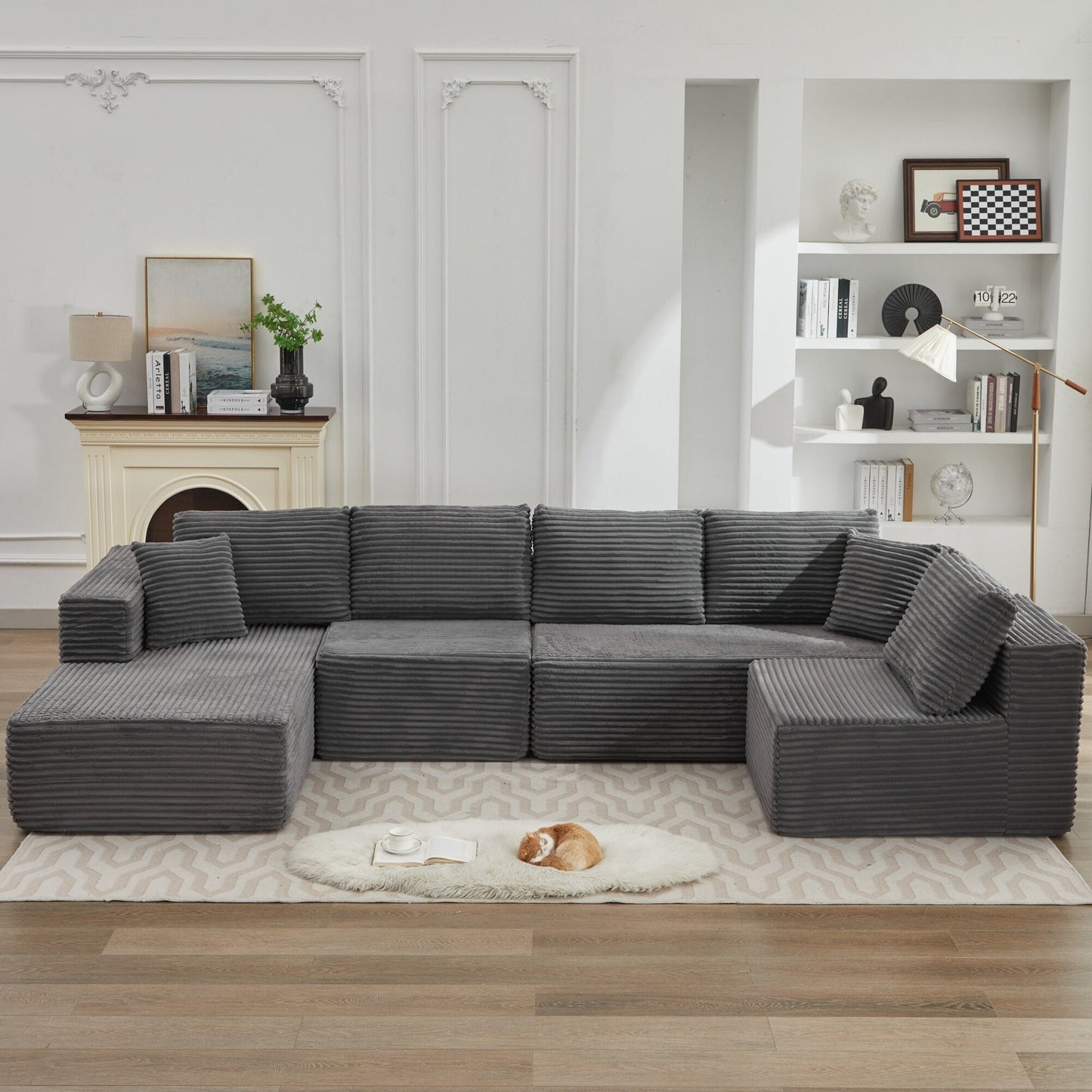 Canapé sectionnel Cloud 106 en forme de L avec méridienne orientée vers la gauche, canapé modulaire moderne à assise profonde pour salon, aucun assemblage requis