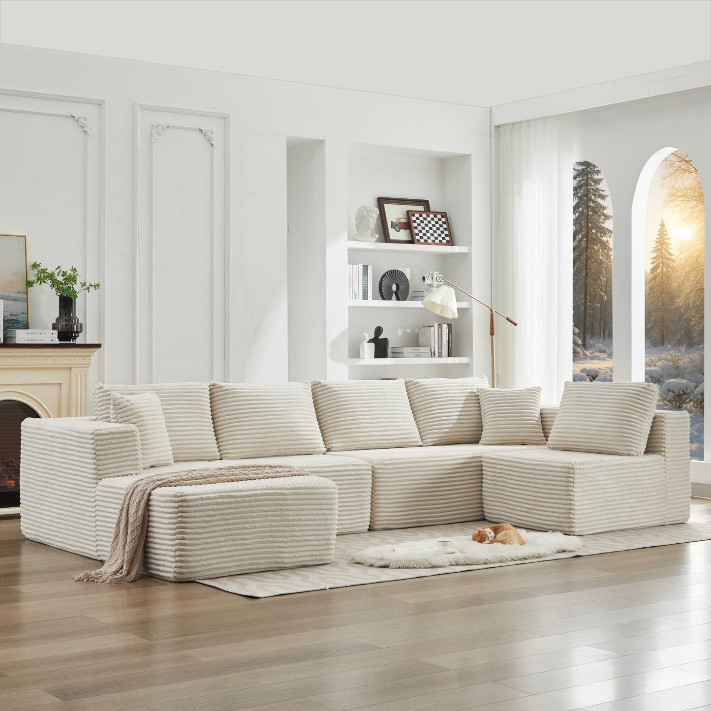 Canapé sectionnel Cloud 106 en forme de L avec méridienne orientée vers la gauche, canapé modulaire moderne à assise profonde pour salon, aucun assemblage requis