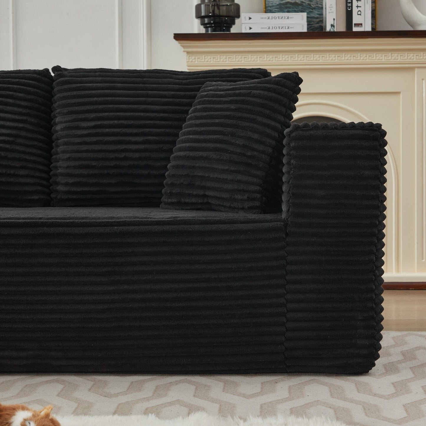 Canapé sectionnel Cloud 106 en forme de L avec méridienne orientée vers la gauche, canapé modulaire moderne à assise profonde pour salon, aucun assemblage requis