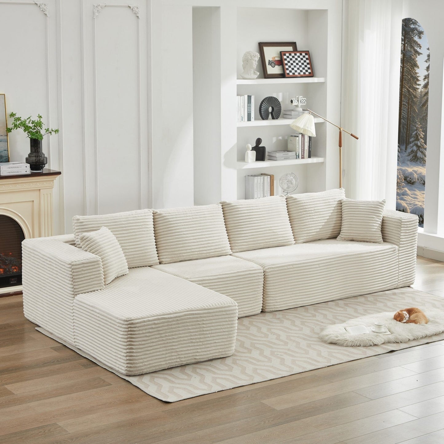 Canapé sectionnel Cloud 106 en forme de L avec méridienne orientée vers la gauche, canapé modulaire moderne à assise profonde pour salon, aucun assemblage requis