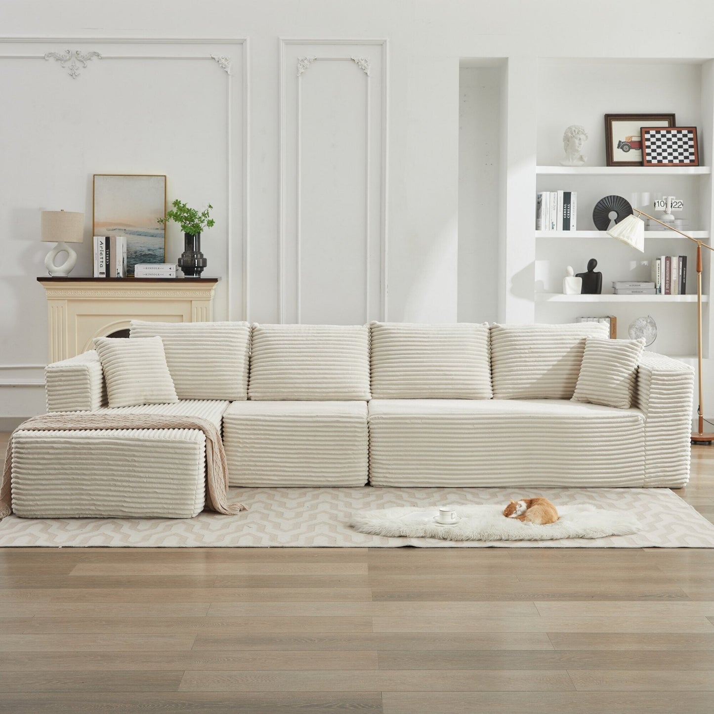Canapé sectionnel Cloud 106 en forme de L avec méridienne orientée vers la gauche, canapé modulaire moderne à assise profonde pour salon, aucun assemblage requis