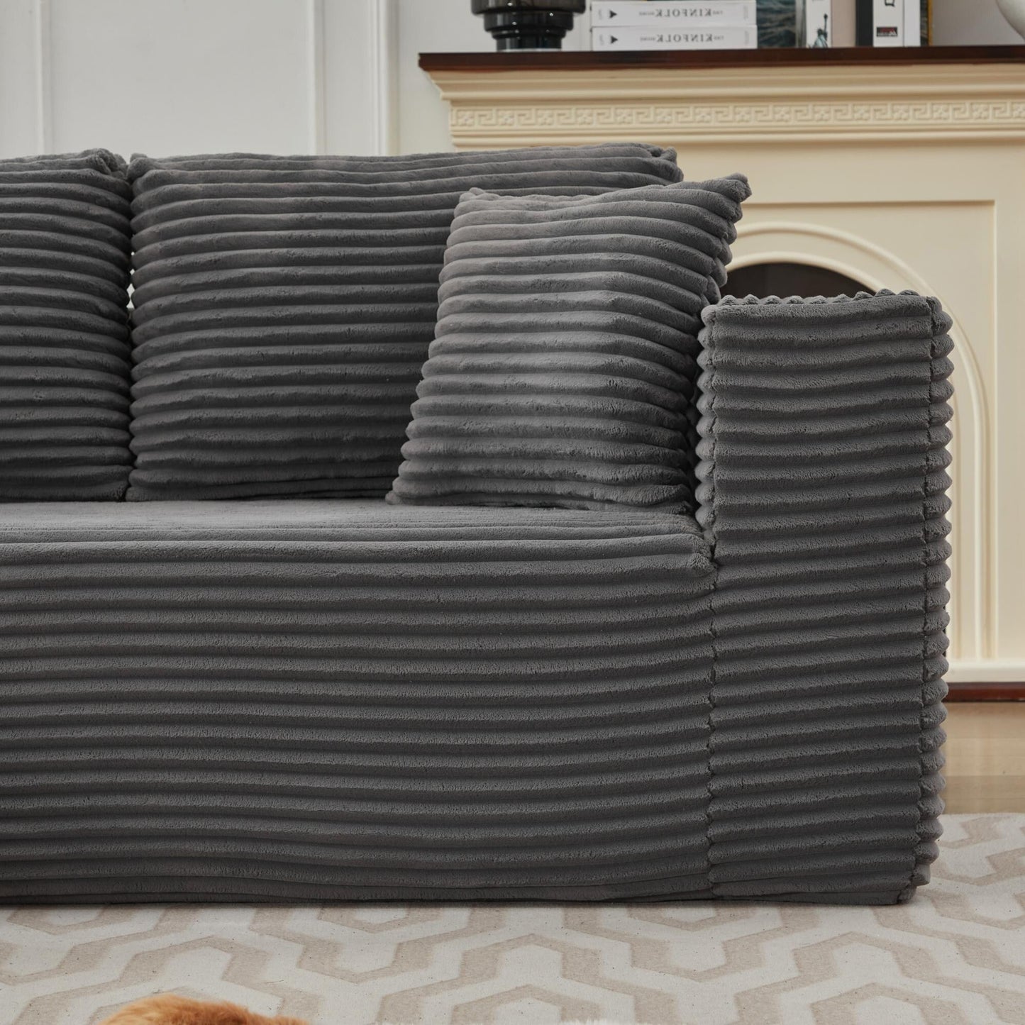 Canapé sectionnel Cloud 106 en forme de L avec méridienne orientée vers la gauche, canapé modulaire moderne à assise profonde pour salon, aucun assemblage requis