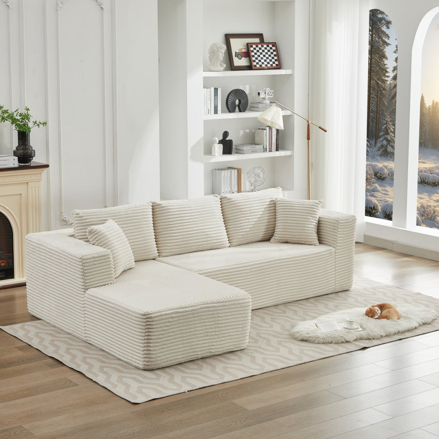 Canapé sectionnel Cloud 106 en forme de L avec méridienne orientée vers la gauche, canapé modulaire moderne à assise profonde pour salon, aucun assemblage requis